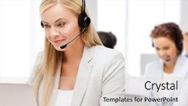  Presentation with business programming code abstract technology - Cool new slide deck with client service - business call centre and technology backdrop and a lemonade colored foreground