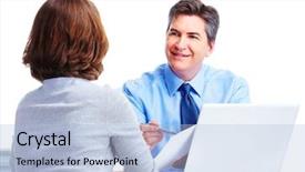  Presentation with executive - Cool new presentation design with bank managers - executive businessman isolated on white backdrop and a light blue colored foreground