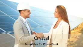  Presentation with shaking hands - Colorful slides enhanced with client shaking hands after discussion backdrop and a lemonade colored foreground