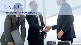  Presentation with rock band hands - Presentation theme enhanced with client shaking hands in bank background and a sky blue colored foreground