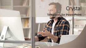  Presentation with further - Presentation featuring client while sitting in front background and a mint green colored foreground