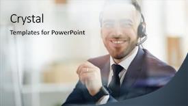  Presentation with consulting - Slide set with clients and consulting them background and a white colored foreground