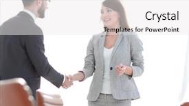  Presentation with welcome design - Colorful PPT layouts enhanced with clients satisfied - welcome handshake manager backdrop and a white colored foreground