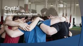  Presentation with huddle - Slides enhanced with clients standing in huddle background and a gray colored foreground