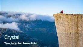  Presentation with driving over a cliff - Presentation theme having cliff above the clouds pulpit background and a ocean colored foreground