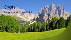  Presentation with alps - Cool new presentation theme with cliff meadow - dolomite peaks rosengarten val di backdrop and a teal colored foreground