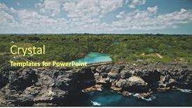 Presentation with green lagoon - Presentation design with cliff-ocean-coast-with-limpid background and a tawny brown colored foreground