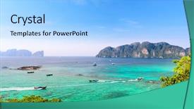  Presentation with boats - Slide deck with cliffs at koh phi background and a  colored foreground