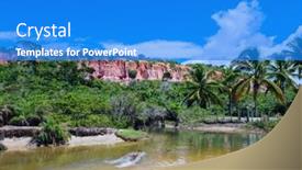  Presentation with beach - Slide set having cliffs-at-pitinga-beach-arraial background and a cobalt blue colored foreground