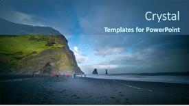 Presentation with iceland - PPT layouts consisting of cliffs-by-the-township background and a ocean colored foreground