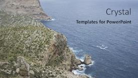  Presentation with region - Colorful slide set enhanced with cliffs in formentor region north of the island of mallorca in spain backdrop and a light blue colored foreground