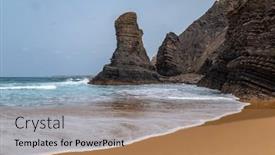  Presentation with algarve - PPT theme having cliffs-in-the-algarve-west background and a coral colored foreground