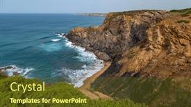  Presentation with west - PPT theme enhanced with cliffs-in-the-algarve-west background and a tawny brown colored foreground
