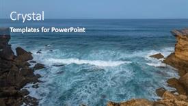  Presentation with west - Presentation theme featuring cliffs-in-the-algarve-west background and a teal colored foreground