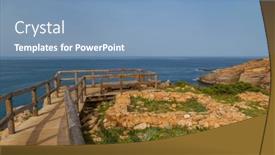  Presentation with west - Presentation theme featuring cliffs-in-the-algarve-west background and a teal colored foreground