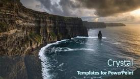  Presentation with ireland - PPT theme consisting of cliffs-of-moher-reaching-214 background and a ocean colored foreground