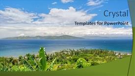  Presentation with green foliage - Theme with cliffside-overlook-from-a-lush background and a light blue colored foreground