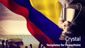  Presentation with football blue - Slide set with clima laboral - midsection of successful rugby player background and a navy blue colored foreground