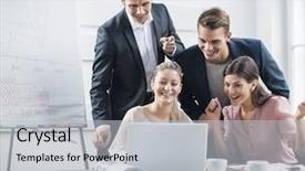  Presentation with young business people - Cool new presentation theme with clima laboral - successful young business people using backdrop and a light gray colored foreground