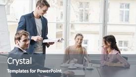  Presentation with young business people - PPT theme consisting of clima laboral - young business people looking background and a  colored foreground