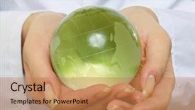  Presentation with hands planting a cabbage seedling - Presentation theme featuring climate change health - doctor holding plant earth background and a coral colored foreground