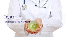  Presentation with doctor cartoon - PPT theme with climate change health - doctor background and a sky blue colored foreground