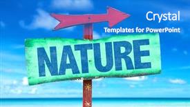  Presentation with nature - Audience pleasing PPT layouts consisting of climate change health - nature sign with beach background backdrop and a cobalt blue colored foreground