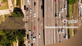  Presentation with traffic - PPT theme featuring climate change urban - top view of traffic background and a coral colored foreground