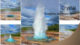  Presentation with water fountain - Amazing slide set having climate collage - summer in iceland magnificent geyser backdrop and a light blue colored foreground