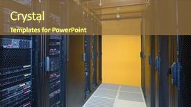  Presentation with datacenter - Audience pleasing slide set consisting of climate controlled datacenter showing racks backdrop and a tawny brown colored foreground