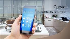  Presentation with climate - Presentation featuring climate design - smart phone with smart home background and a  colored foreground