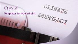  Presentation with climate - Audience pleasing presentation design consisting of climate-emergency-phrase-written backdrop and a sky blue colored foreground