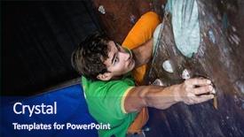  Presentation with rock climbing - Beautiful presentation featuring climb challenge - muscular man practicing rock-climbing backdrop and a navy blue colored foreground