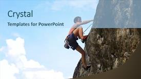  Presentation with dark blue sky stars - PPT layouts with climb challenge - young male climbing background and a sky blue colored foreground