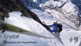  Presentation with mountain climbing - Slide deck enhanced with climb challenge - young men mountain climbing background and a light blue colored foreground