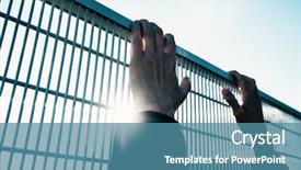  Presentation with prison fence - Presentation theme featuring climb up a metal fence background and a teal colored foreground