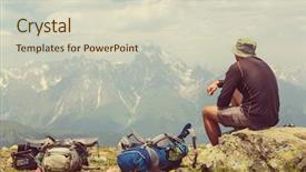  Presentation with going green - Audience pleasing PPT layouts consisting of climbers - hiker going along green hills backdrop and a soft green colored foreground