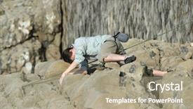  Presentation with cliff - Slide deck featuring climber ascending cliff face background and a mint green colored foreground