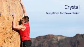  Presentation with rock climbing - Presentation theme with climber climbing looking down background and a sky blue colored foreground