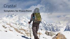  Presentation with everest - Beautiful presentation theme featuring climber-in-the-himalayan-mountains backdrop and a seafoam green colored foreground