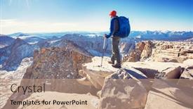  Presentation with beautiful landscapes - Presentation theme consisting of climber-on-mt-whitney-beautiful background and a coral colored foreground