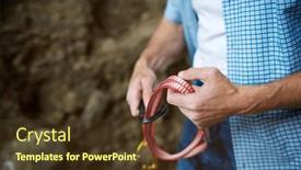  Presentation with gear - Slides with climber-preparing-climbing-gear background and a tawny brown colored foreground
