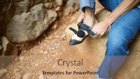  Presentation with climbing - Presentation featuring climber-putting-on-his-climbing background and a coral colored foreground