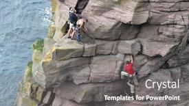  Presentation with scottish highlands - Cool new PPT theme with climbers-accending-the-old-man backdrop and a gray colored foreground