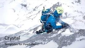  Presentation with winter storm - Presentation design consisting of climbers girls - female climber in the storm background and a light blue colored foreground