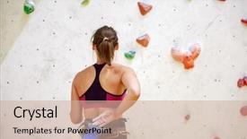  Presentation with rock climbing - Theme with climbers girls - photo from back of girl background and a soft green colored foreground