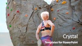  Presentation with rock climber - PPT layouts with climbers girls - photo from back of sporty background and a gray colored foreground