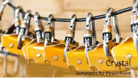  Presentation with mountain climbing rope - Presentation having rescue knots - carabiners for climbers hung background and a coral colored foreground