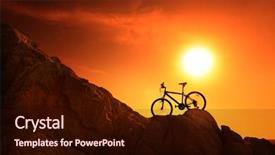  Presentation with cycling - Audience pleasing slide set consisting of climbing cycling - bicycle standing on a rocks backdrop and a  colored foreground