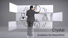  Presentation with cycling - Slide set with climbing cycling - composite image of businessman standing background and a light gray colored foreground